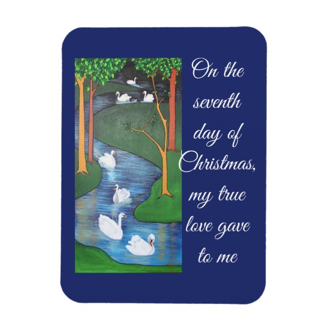 Imán A Flock of Seven Swans-A-Swimming  (Vertical)