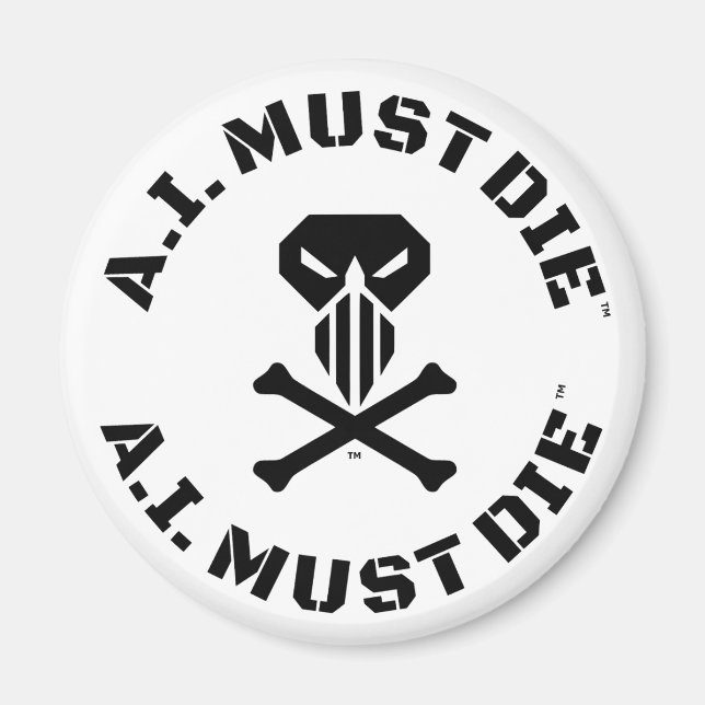 Imán A.I. Must Die™ Logo (Military Font) Magnet (Frente)