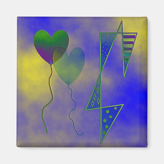 Imán "A la luna con amor" Magnet cuadrado de 2 pulgadas (Frente)