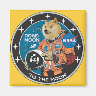 Imán "a la luna" de la dogecoína