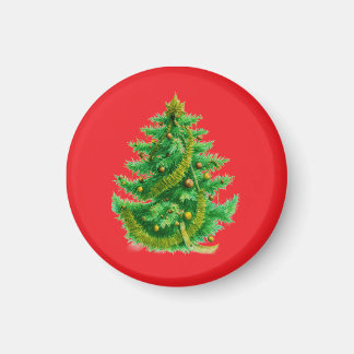 Imán A Mandelbrot Christas Tree With Red & Green Bulbs