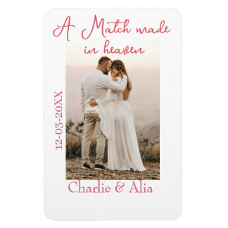 Imán A match made in heaven photo wedding pink name sim