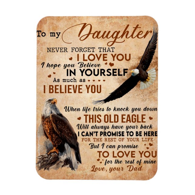 Imán A Mi Hija Regalo, Papá Y Hija, Eagle Lover (Vertical)