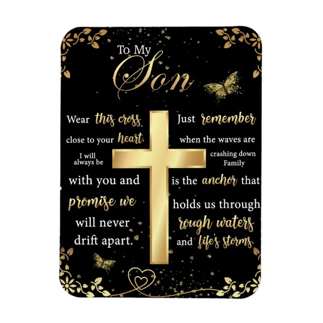 Imán A mi hijo Regalo, Butterfly Lover, Floral Son Letr (Vertical)