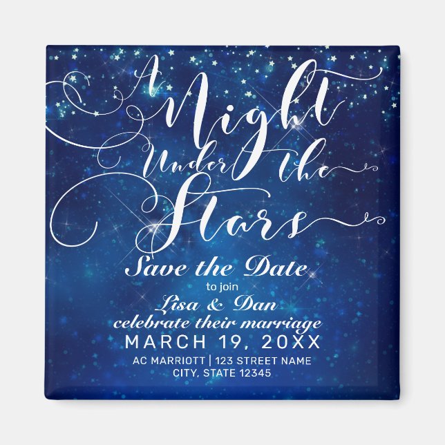 Imán A Night Under the Stars Blue Wedding Save the Date (Frente)