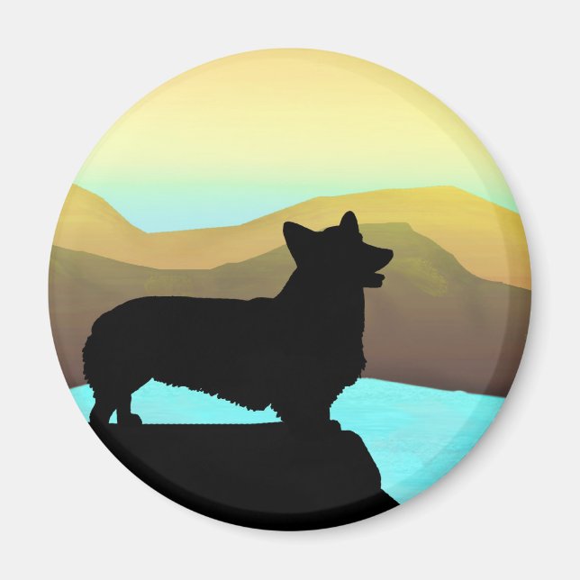Imán A orillas del mar Welsh Corgi (Frente)