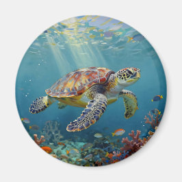 Imán A Sea Turtle and Sun Rays in the Ocean Blue
