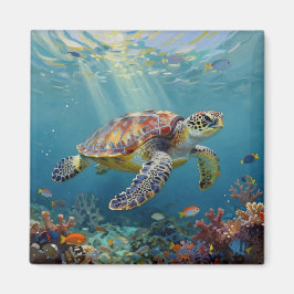 Imán A Sea Turtle and Sun Rays in the Ocean Blue