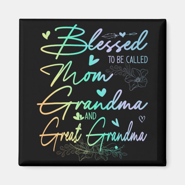 Imán A Ser Llamada Mamá Abuela Y Gran Abuela Floral (Frente)