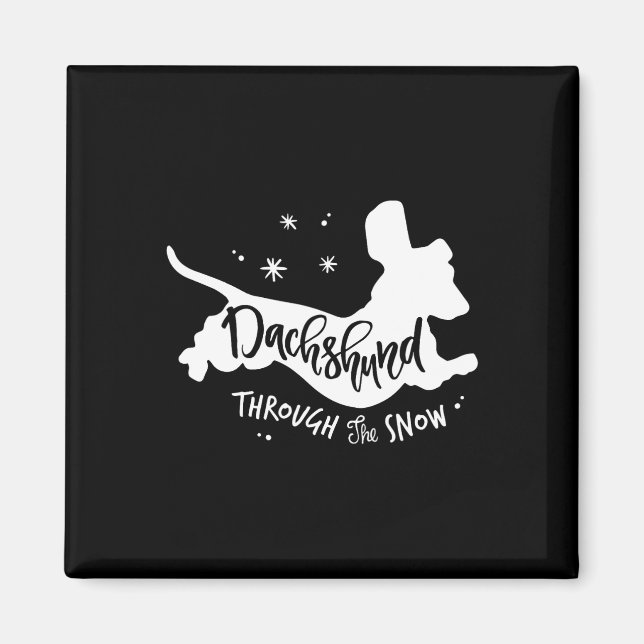 Imán A Través De La Nieve Navidades De Dachshund Perro  (Frente)