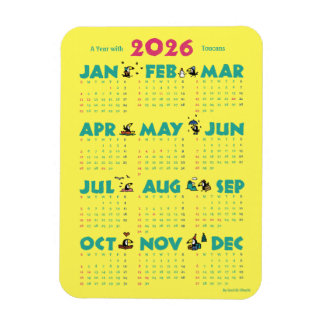Imán A Year with Toucans: Calendar 2026-Yマグネットカード