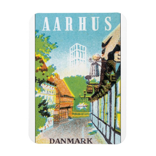 Imán Aarhus Danmark Vintage Travel Poste (Vertical)