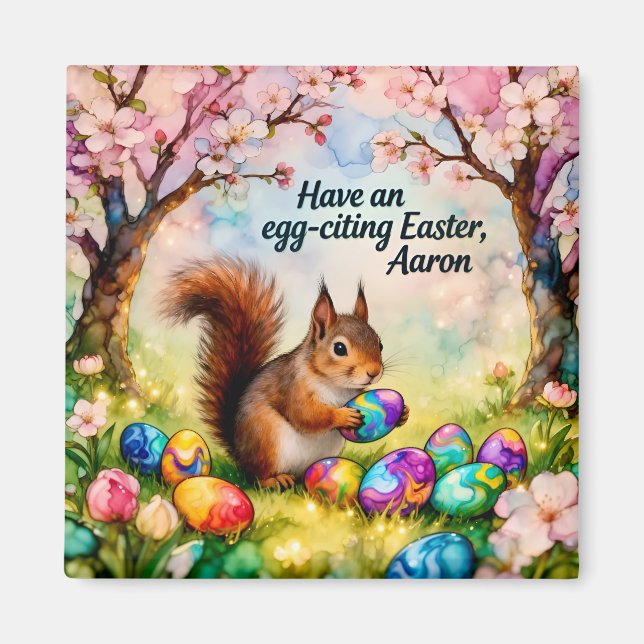 Imán AARON ~ Squirrel collecting Easter Eggs ~  Magnet (Frente)