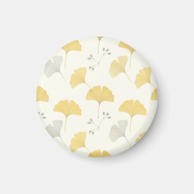 Imán Abanico Amarillo de Hojas de Ginkgo Repetición (Frente)