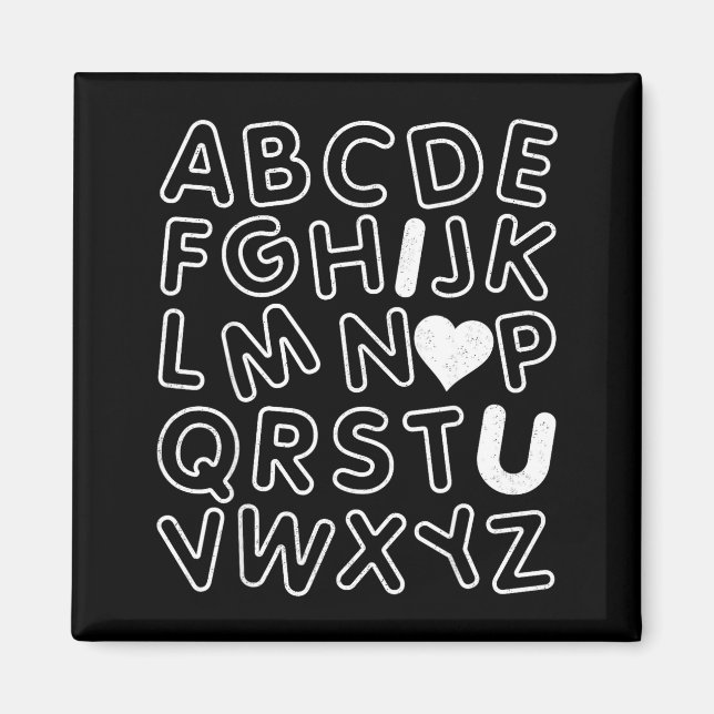 Imán Abc I Love You Alphabet Teachers Day Valentines Da (Frente)