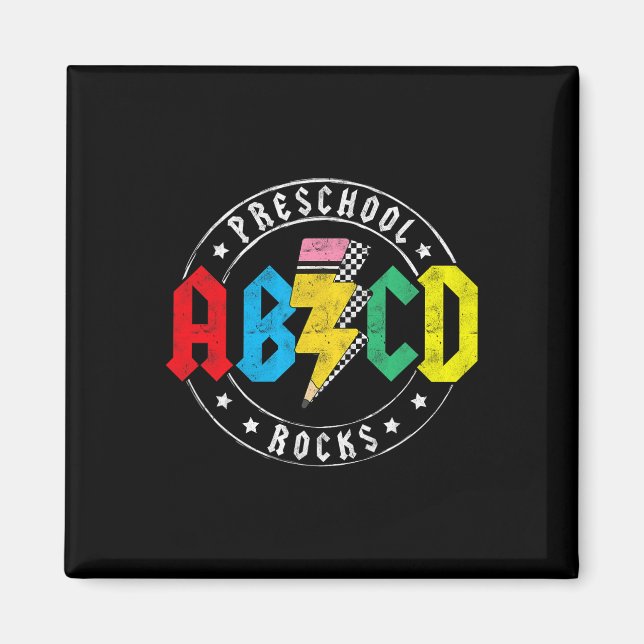 Imán Abcd Preescolar Rocks 1er Día Profesor Pre-k Ck A  (Frente)