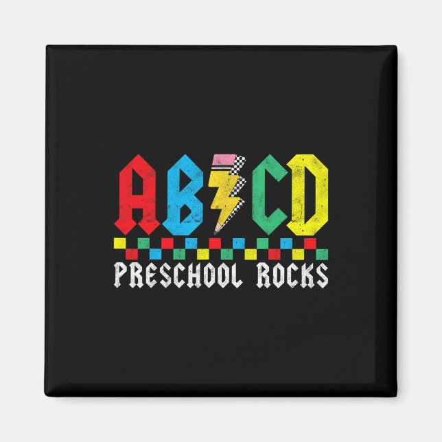 Imán Abcd Preescolar Rocks Primer Día Maestro Pre-k De  (Frente)