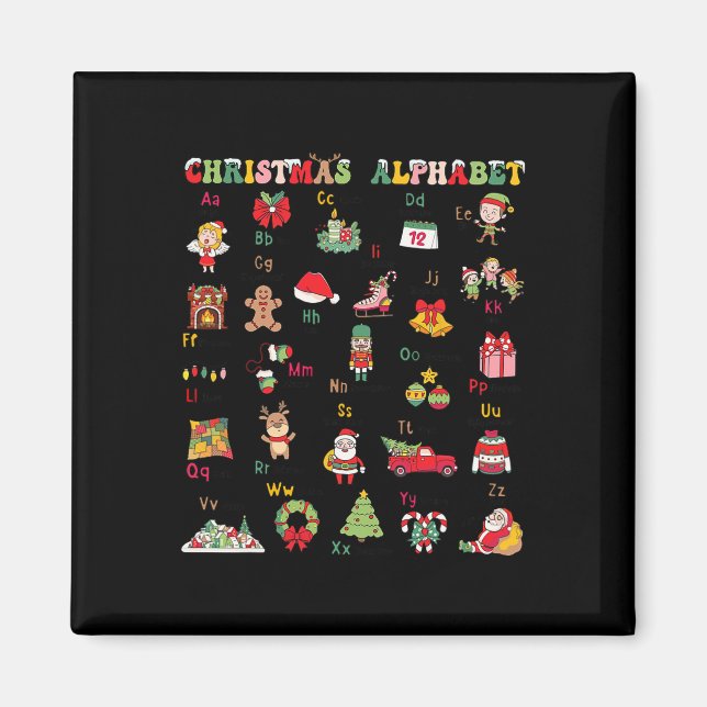 Imán Abcs Aprendiendo Navidades de kindergarten (Frente)