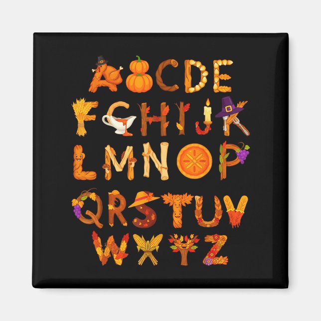 Imán Abcs Learning Kindergarten Teacher Thanksgiving Al (Frente)