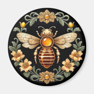 Imán Abeja Art Nouveau sobre negro