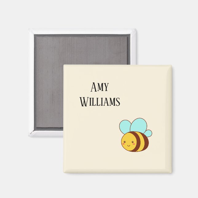 Imán Abeja bumble personalizada linda  (Anverso/Reverso)