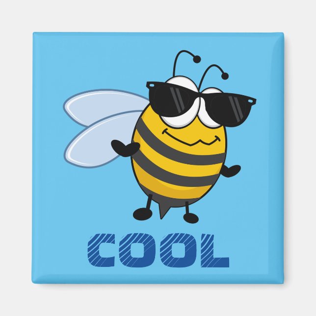Imán Abeja Cool | Abeja Personalizada Divertida y de Mo (Frente)