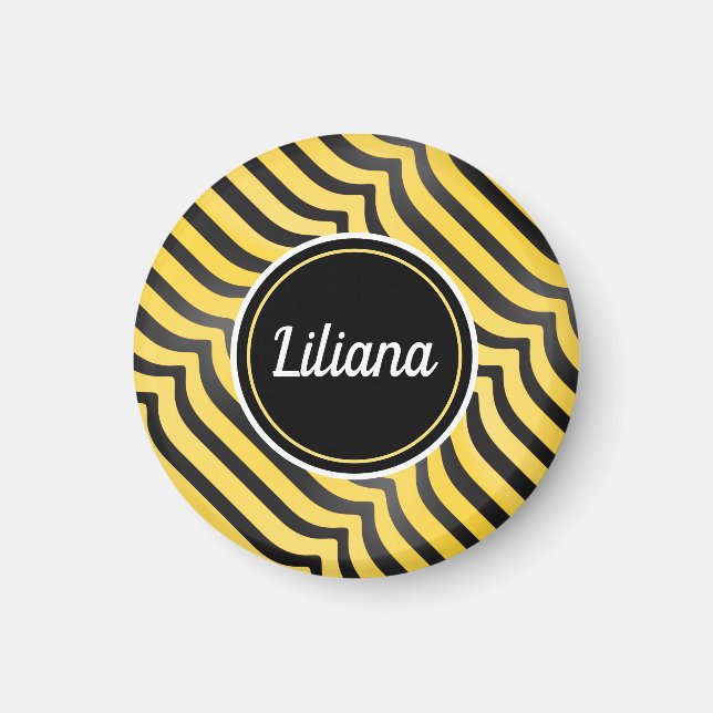 Imán Abeja de buey amarillo a rayas y negro (Frente)