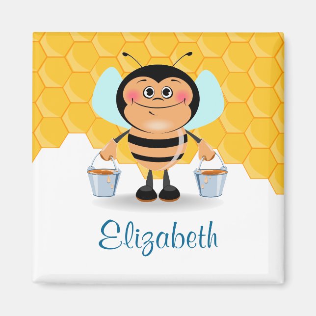 Imán Abeja de la burbuja de la Personalizado con cubos  (Frente)