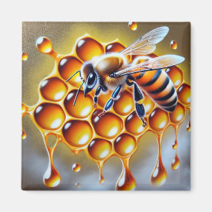 Imán Abeja de miel con miel de abeja dorada