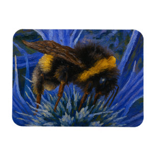 Imán Abeja de púas sobre el cardo azul