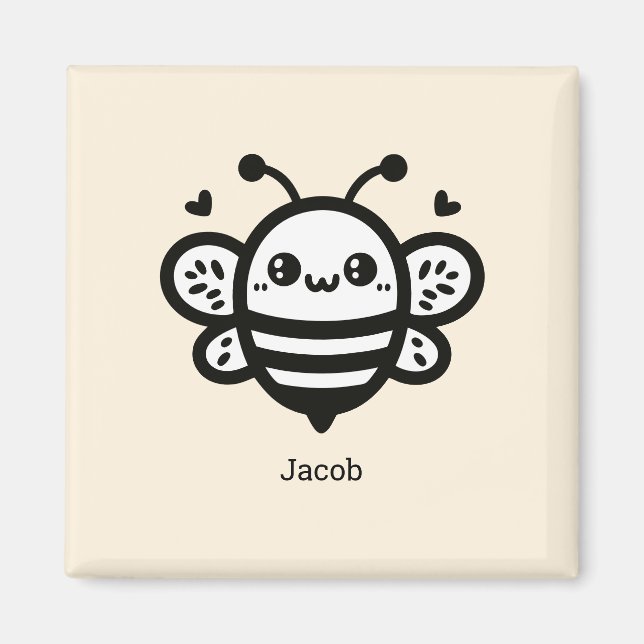 Imán Abeja dulce de miel - Kawaii Lursery Line Art (Frente)