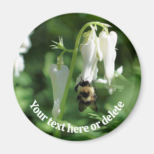 Imán Abeja En Flor De Columbina Blanca Personalizada