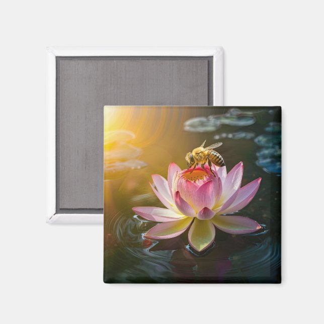 Imán Abeja en Flor de Loto (Anverso/Reverso)