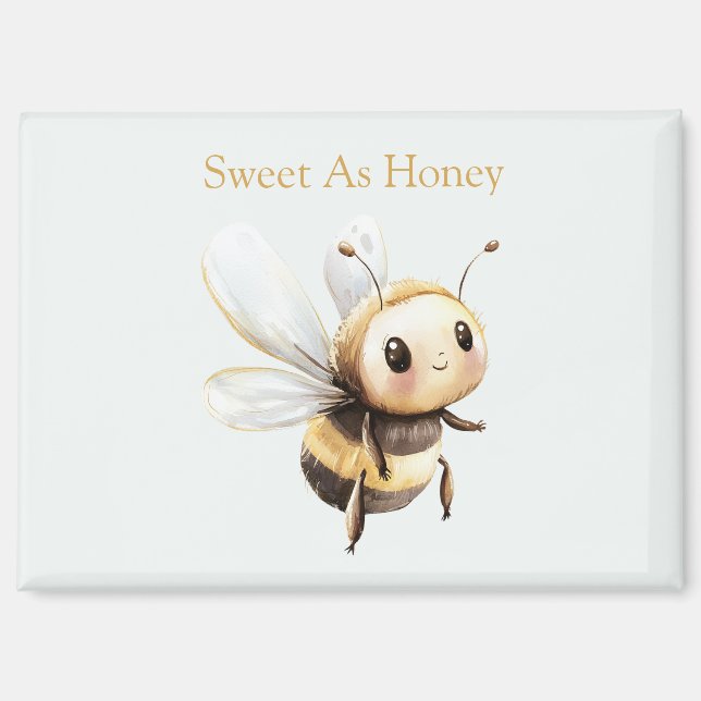 Imán Abeja Feliz Lindo Azul Pálido Dulce Como La Miel (Anverso)