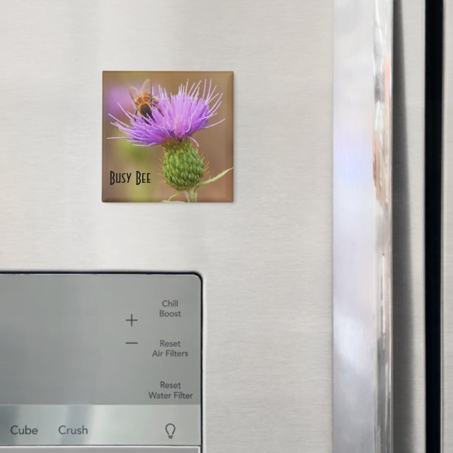 Imán Abeja Ocupada En La Plantilla De Fotos De Cierre D (In situ (nevera))