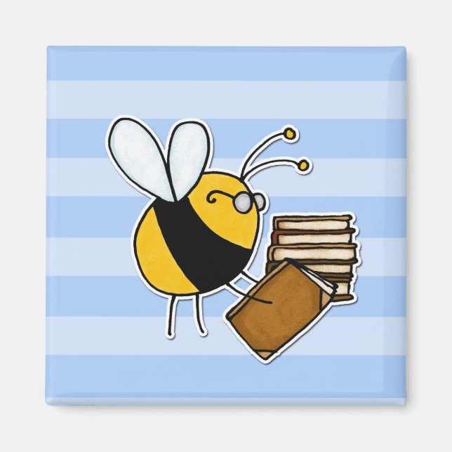 Imán abeja trabajadora - bibliotecaria (Frente)