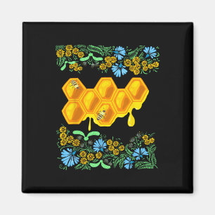 Imán Abejas Y Miel Floral Retro Ucrania Vyshyvanka Ukr