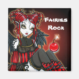 Imán "Abigail" Red Gothic Fire Fairy Angel Magnet