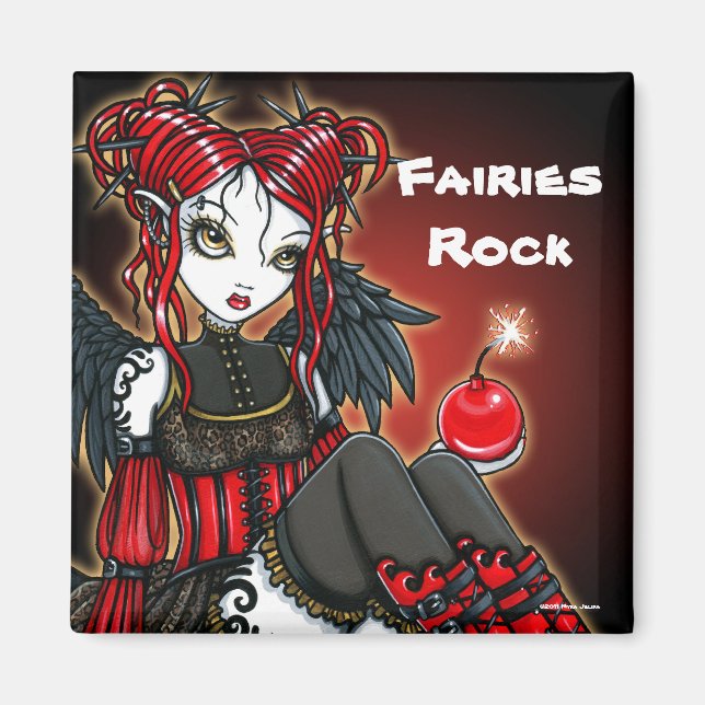 Imán "Abigail" Red Gothic Fire Fairy Angel Magnet (Frente)