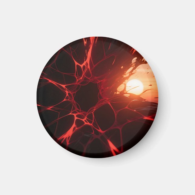Imán Abismo del Atardecer de Venas Rojas (Frente)