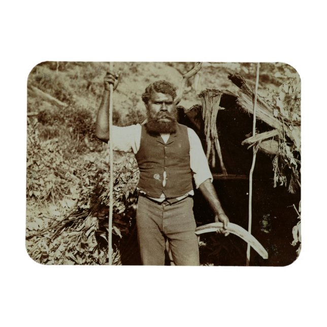 Imán Aborigen con un boomerang, c.1860 (foto sepia) (Horizontal)