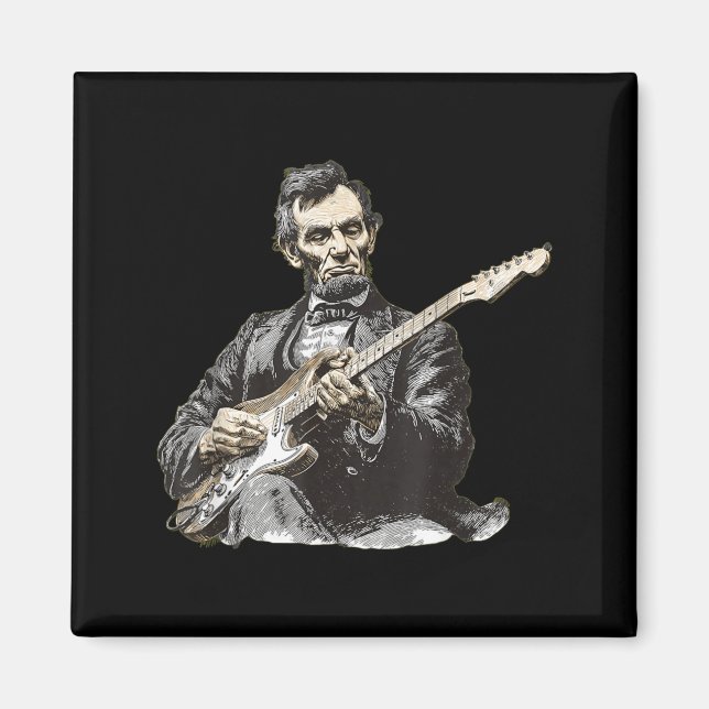 Imán Abraham Lincoln Divertido Tocando Guitarra Eléctri (Frente)