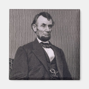 Imán Abraham Lincoln, grabado de una fotografía cerca