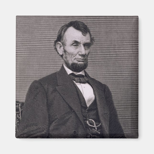 Imán Abraham Lincoln, grabado de una fotografía de Wil (Frente)