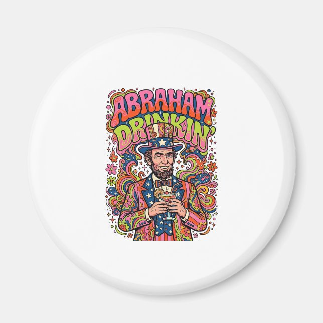 Imán Abraham Patriótico Bebiendo Retro (Frente)