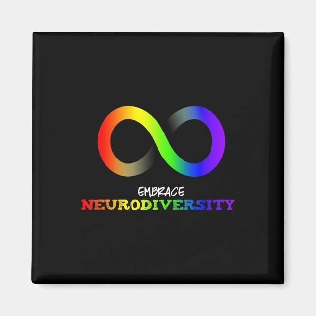 Imán Abraza la Neurodiversidad Autismo Asd Tdah Arcoíri (Frente)