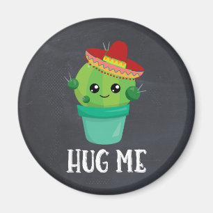 Imán Abrazarse de cactus en un sombrero en un tablero n