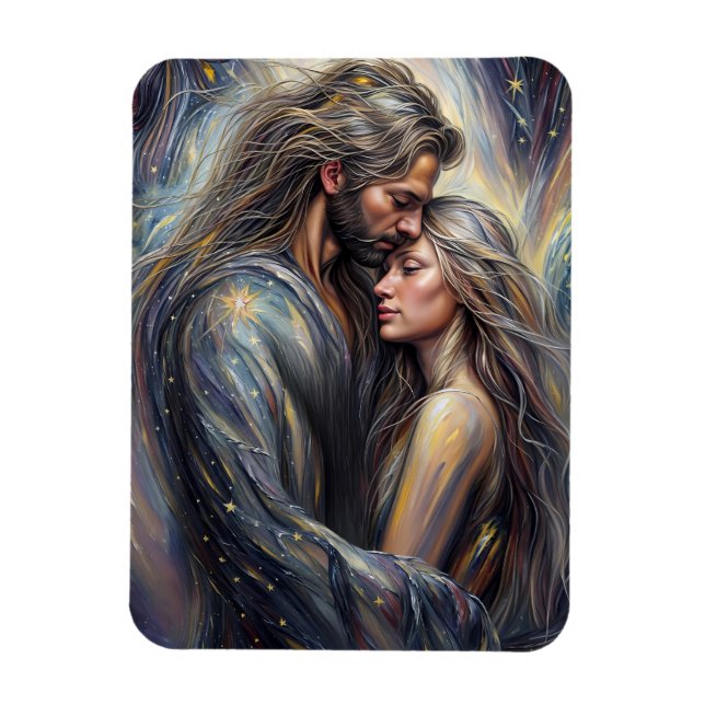 Imán Abrazo celeste Noche estrellada romántica (Vertical)