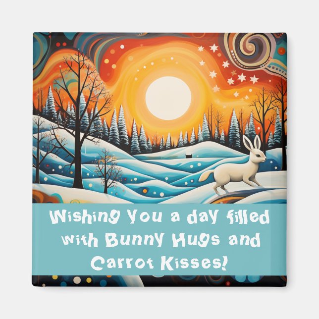 Imán Abrazos de conejo y besos de zanahoria (Frente)