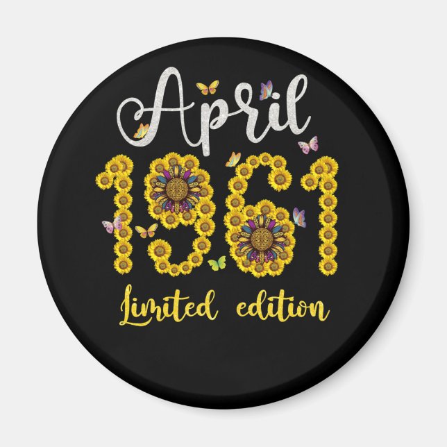 Imán Abril de 1961 61 años Girasol 61º cumpleaños (Frente)